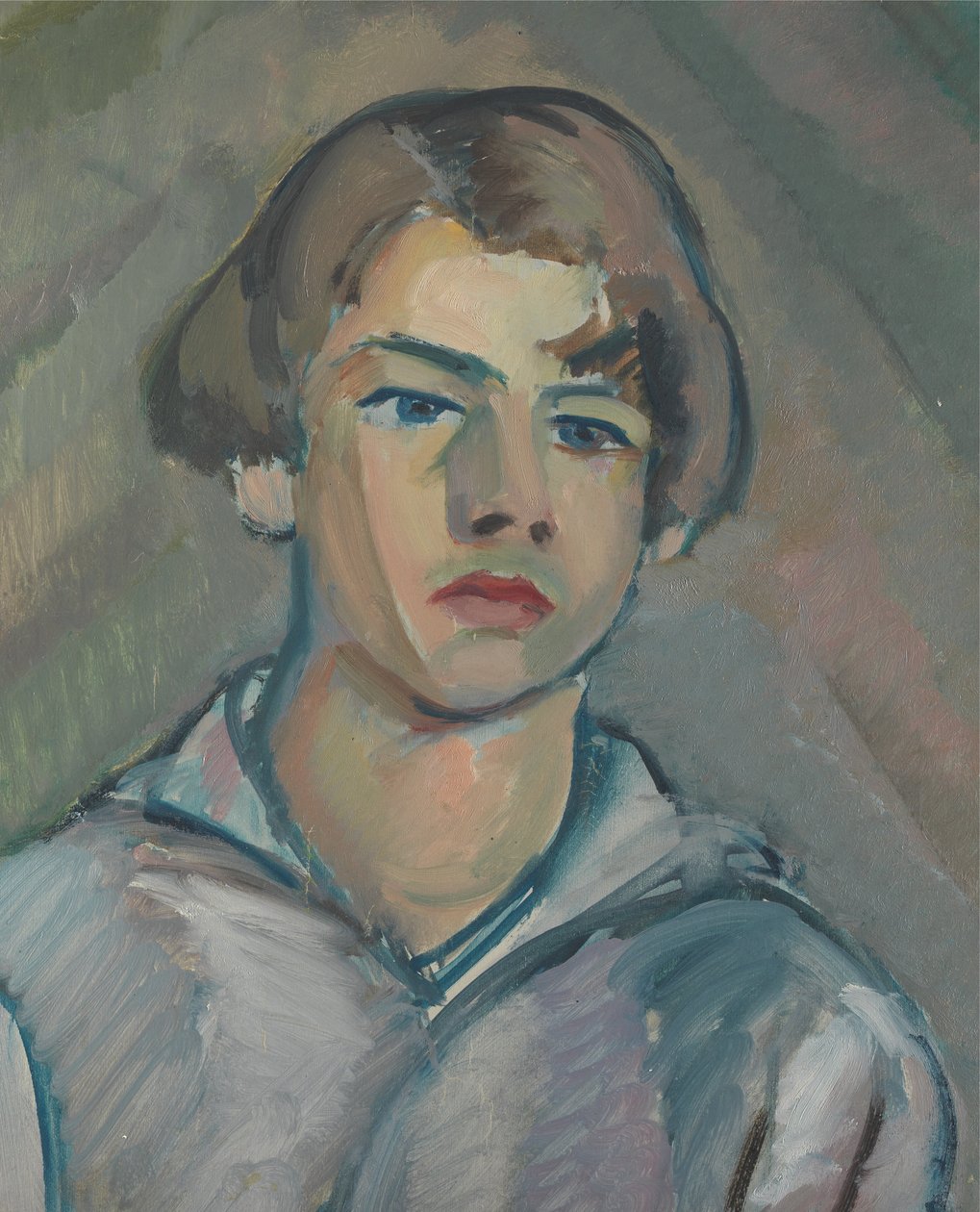 Portret van een Jonge Man met Lang Haar door William Peploe