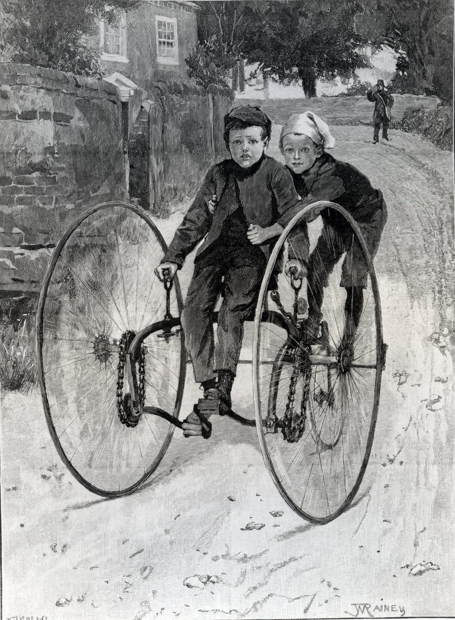 Het Gestolen Paard, Twee Jongens op een Driewieler, 1891 door William Rainey