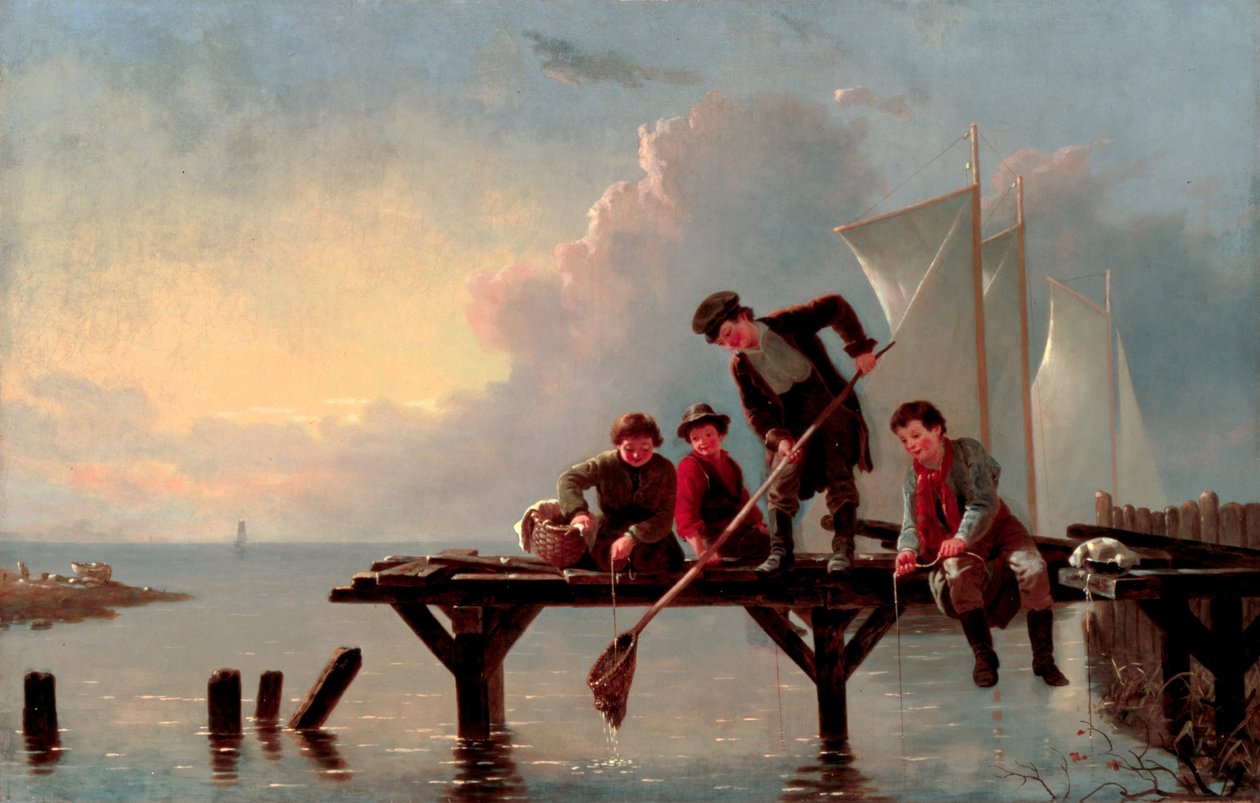 Jongens aan het krabben door William Tylee Ranney