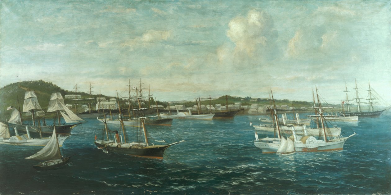 Blokkade Runners in de Haven van St. George, Bermuda, c.1861-65 door William Torgerson