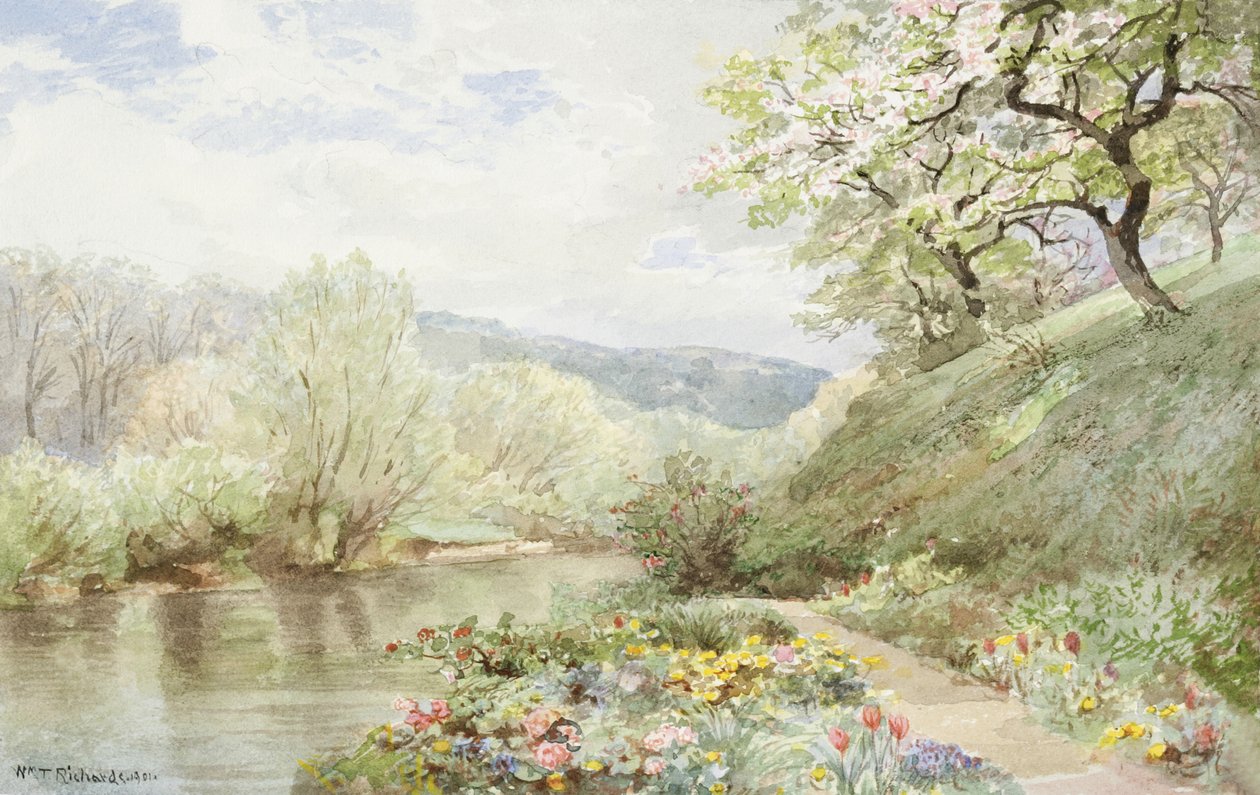 Fidelia Bridges Tuin in Canaan, Connecticut, 1901 door William Trost Richards