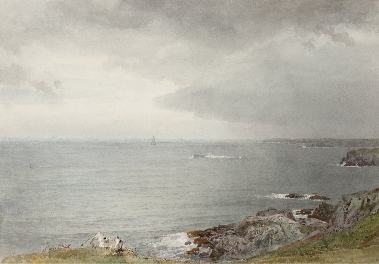 De komende regen, Narragansett Bay, ca. 1874-80 door William Trost Richards