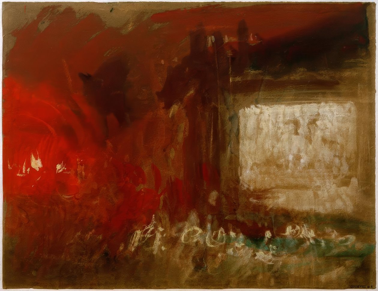 Een studie van vuurlicht (Venetië?) door Joseph Mallord William Turner