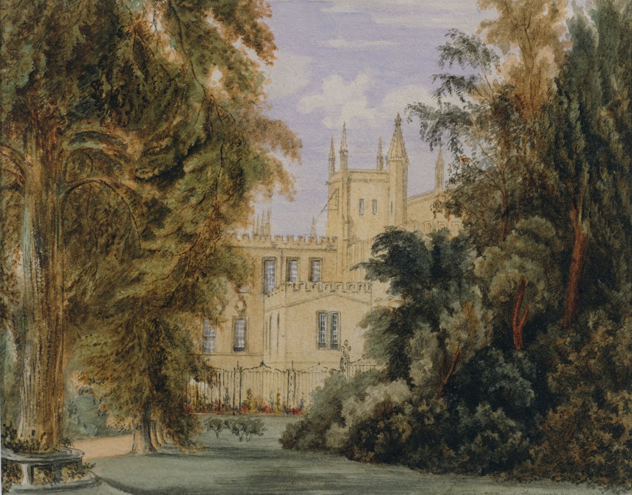 De tuinvierhoek bij New College, Oxford, 1877 door Joseph Mallord William Turner