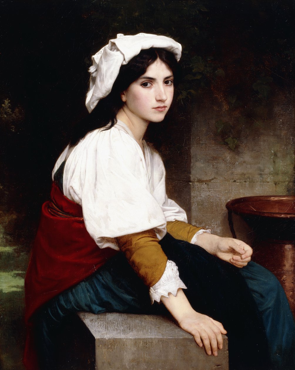 Italiaans meisje bij een fontein, 1870 door William Adolphe Bouguereau