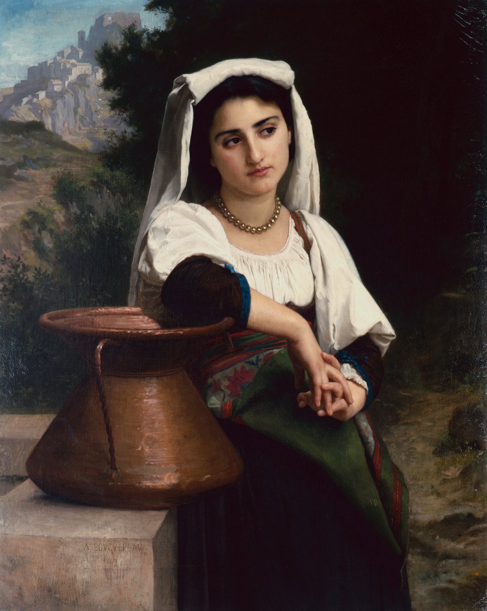 Italiaanse vrouw bij de fontein door William Adolphe Bouguereau