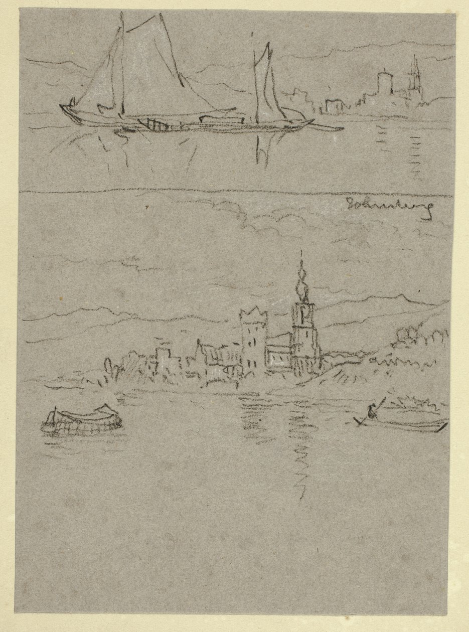 Twee Rivierscènes door William Alfred Delamotte