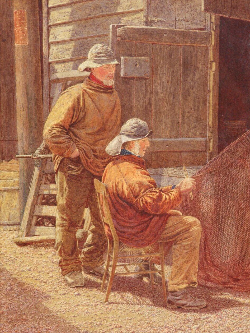 Netten repareren, Hastings, 1909 door William Biscombe Gardner