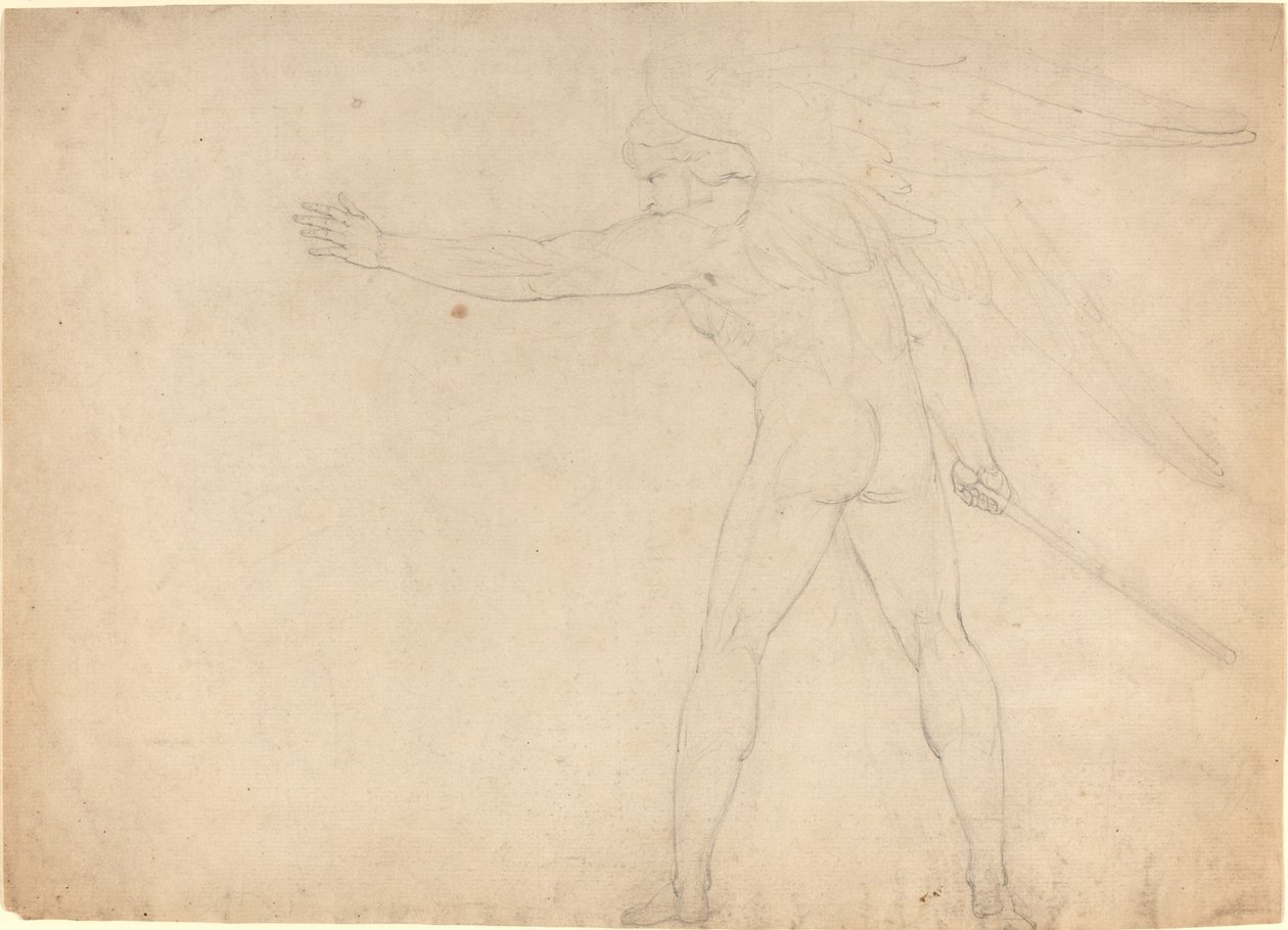 Een strijdende engel [recto] door William Blake