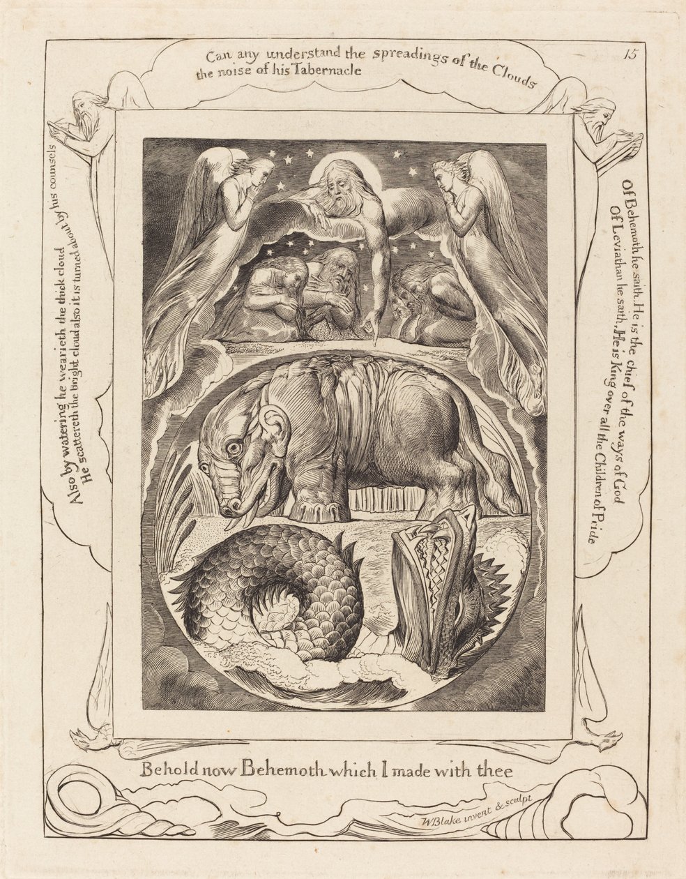 Behemoth en Leviathan door William Blake