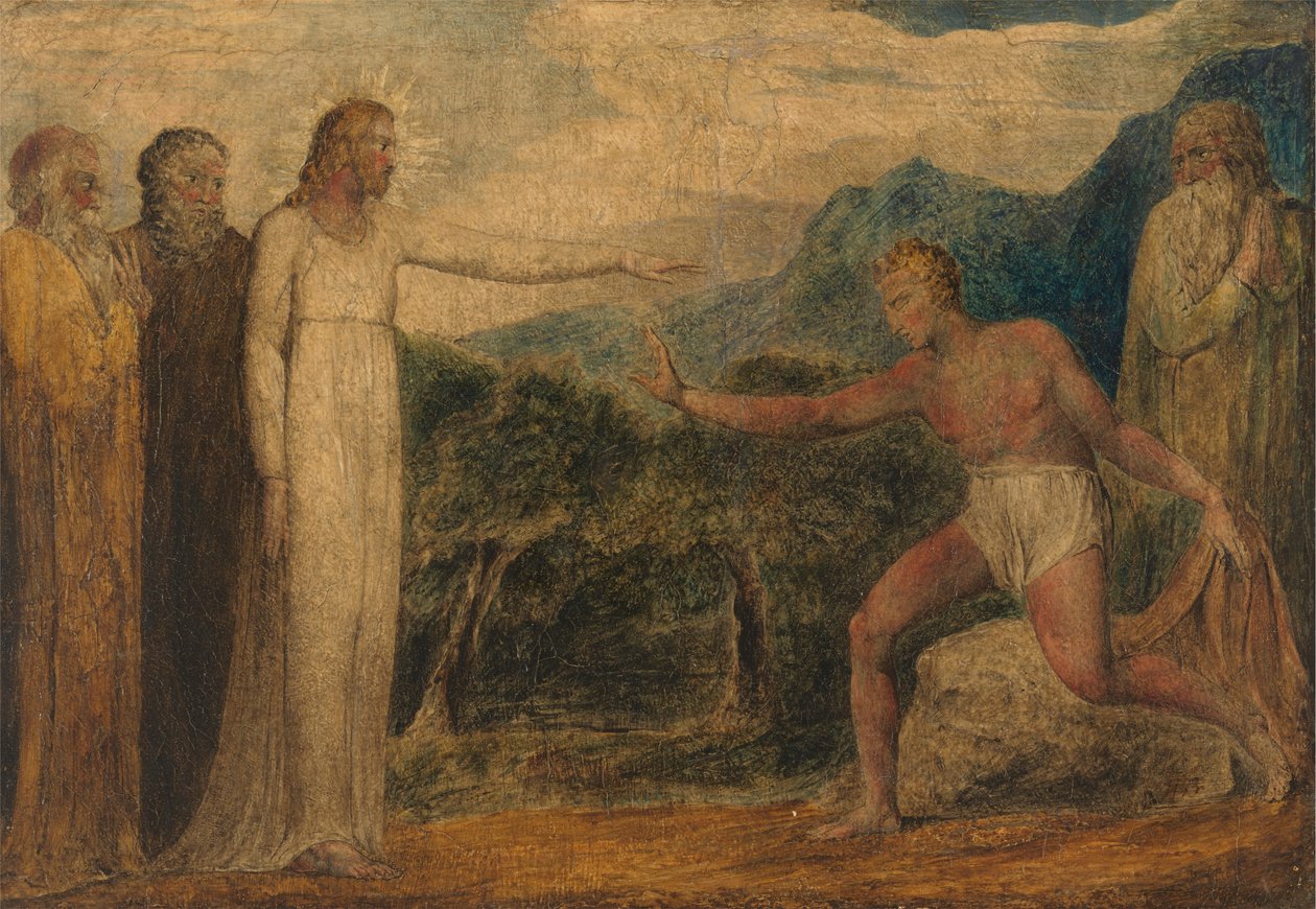 Christus geeft Bartimeüs het zicht terug door William Blake