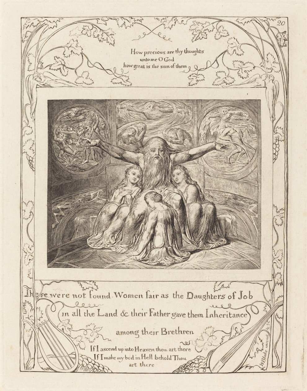 Job en Zijn Dochters door William Blake