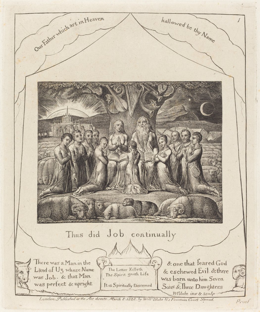 Job en Zijn Familie door William Blake