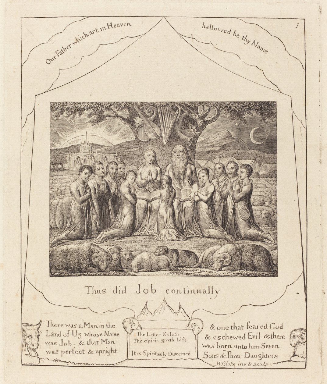Job en Zijn Familie door William Blake