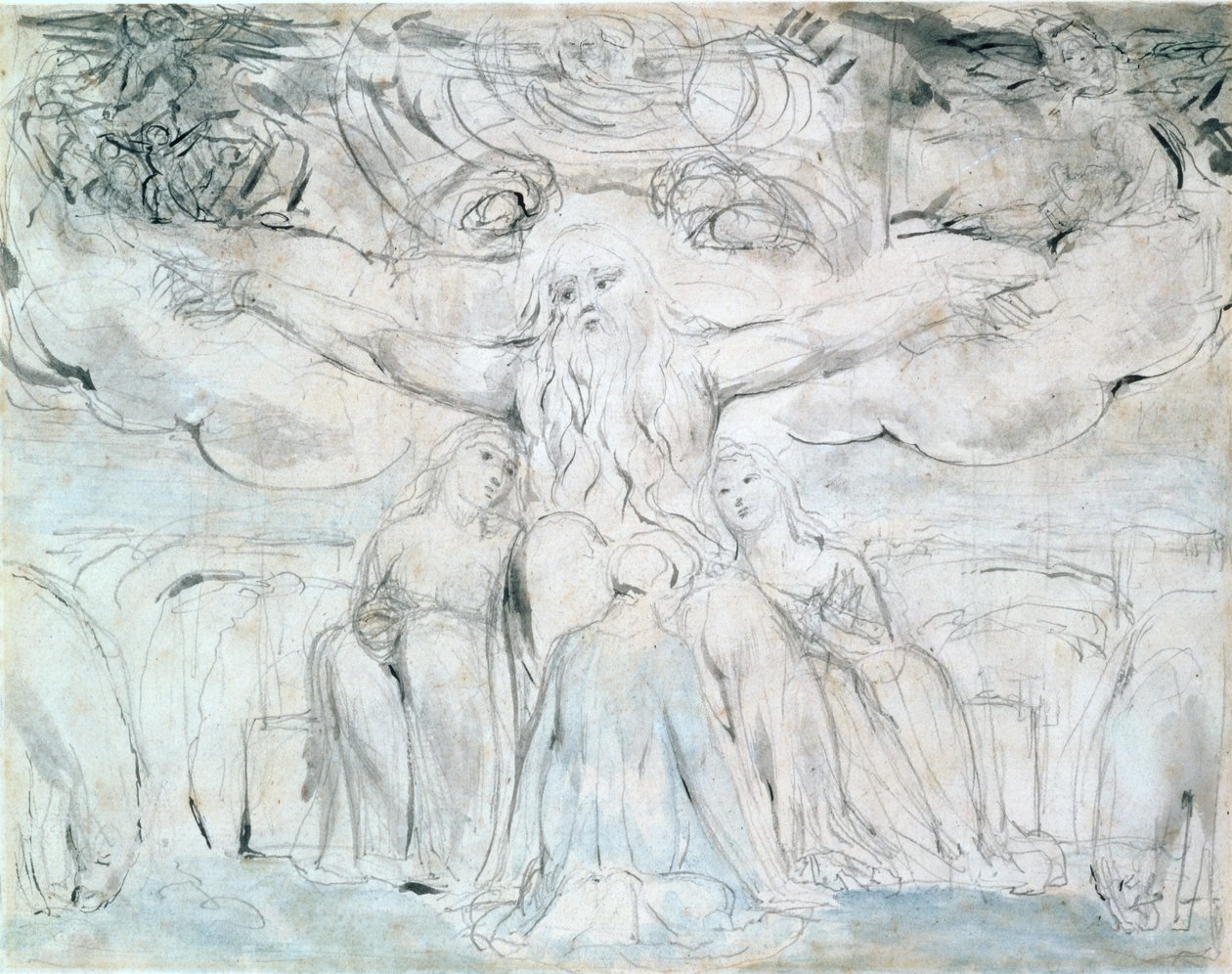 Job en zijn dochters door William Blake