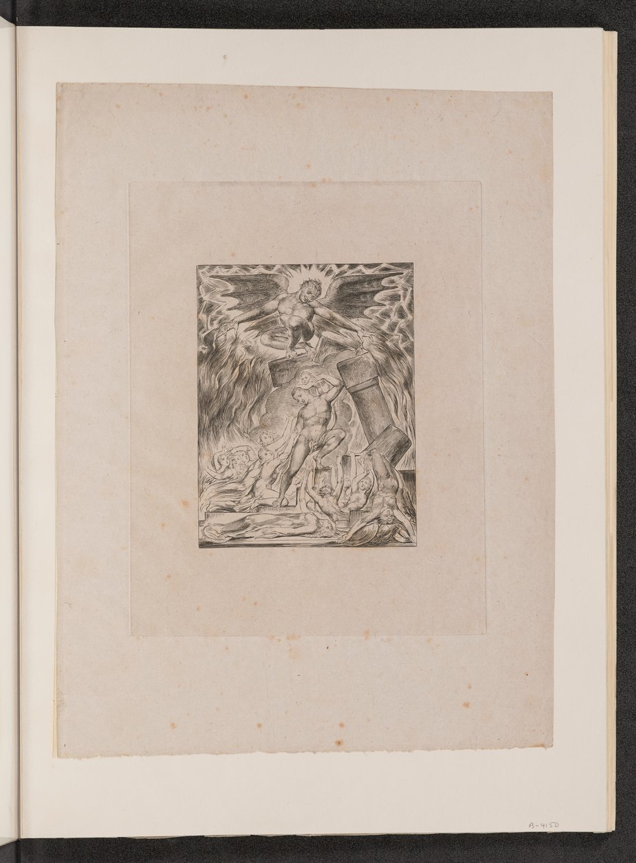 Jobs Zonen en Dochters Overweldigd door Satan door William Blake
