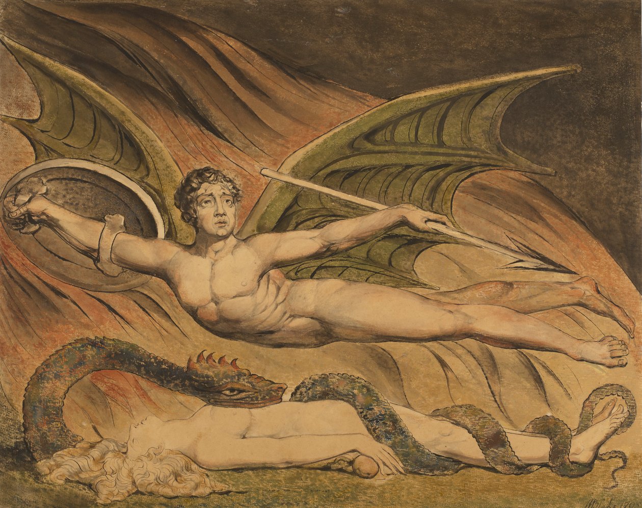 Satan juicht over Eva door William Blake