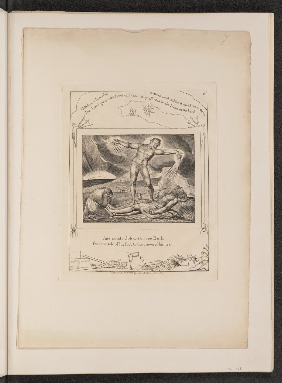 Satan slaat Job met zweren door William Blake