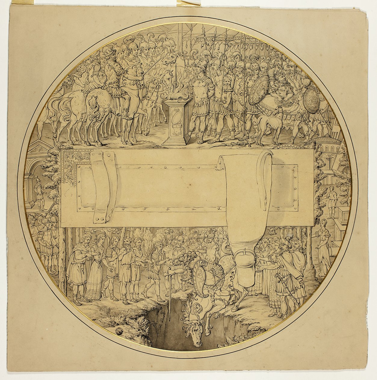 Ceremonieel schild met Romeinse gevechtsscène door William Burgess