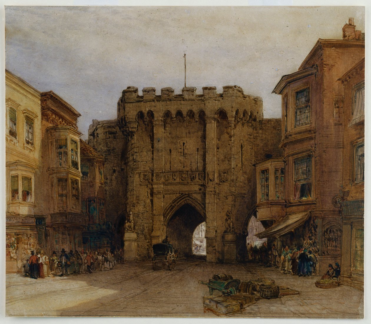 De Bar Gate, Southampton, 1888 door William Callow