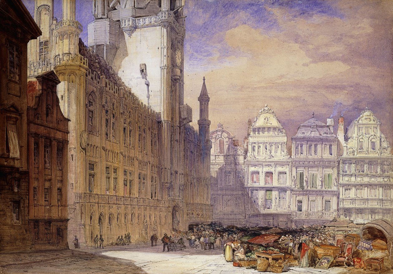 Het Stadhuis, Brussel, 1856 door William Callow
