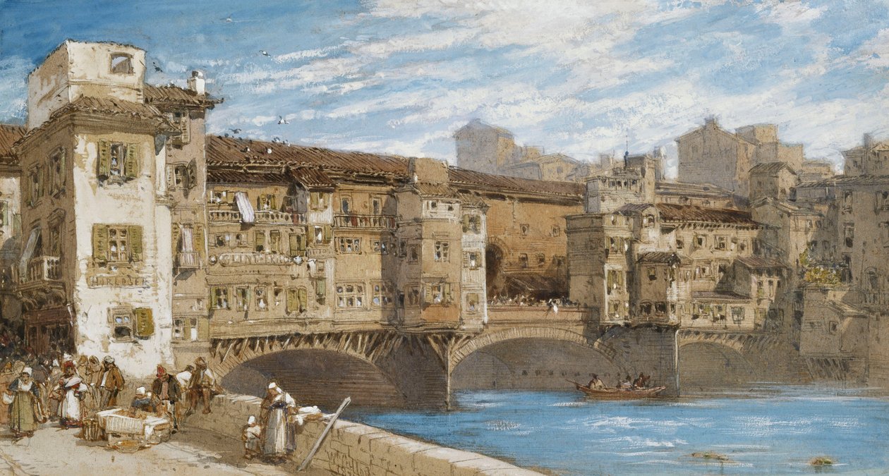 De Ponte Vecchio, Florence door William Callow