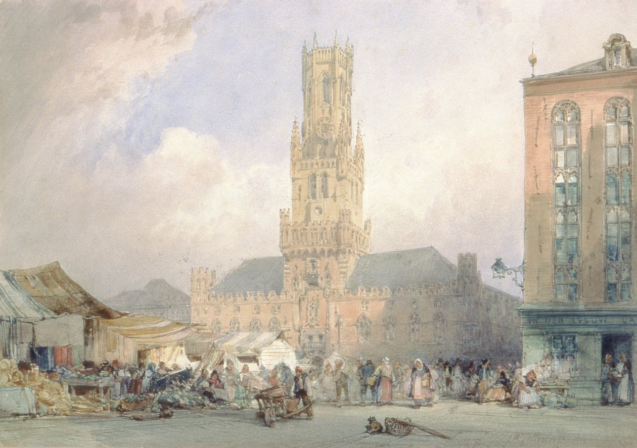 Het Stadhuis, Brugge door William Callow