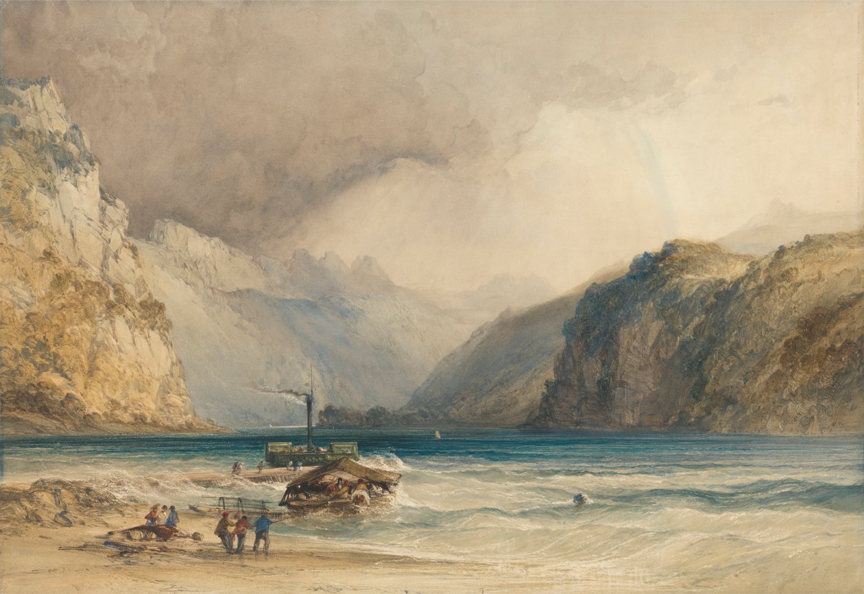 Walenstadt, vanaf Weesen, Zwitserland door William Callow