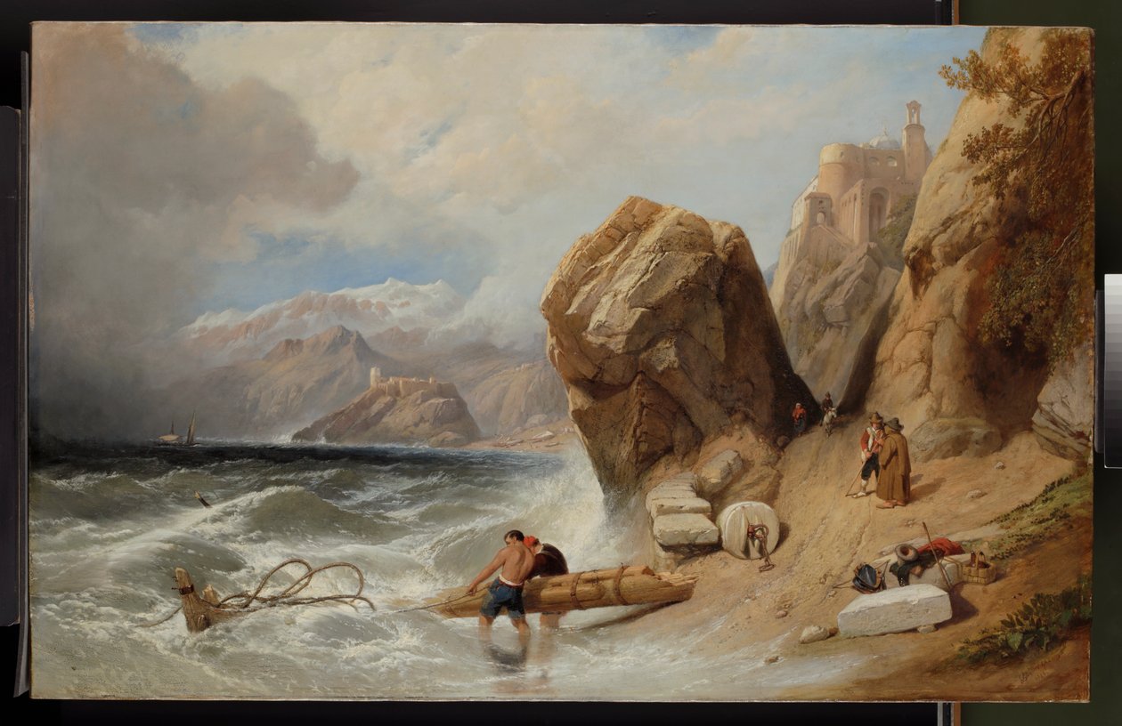 Kustscène bij Genua, 1846 door Clarkson Frederick Stanfield