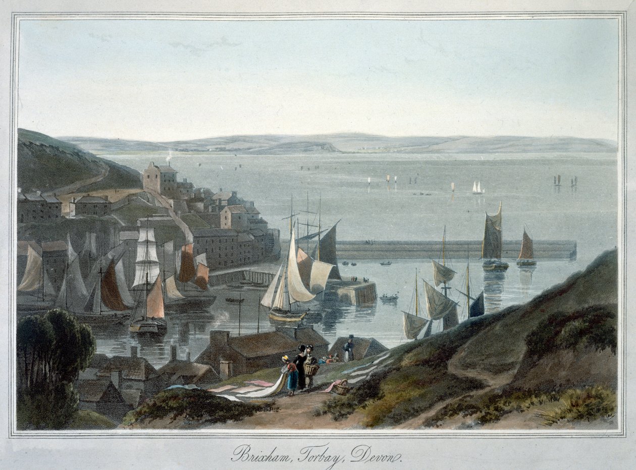 Brixham, Torbay, Devon, 1825 door William Daniell