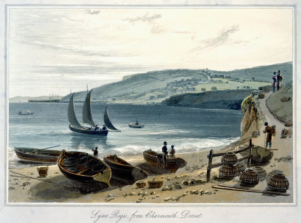 Lyme Regis, vanaf Charmouth, Dorset door William Daniell