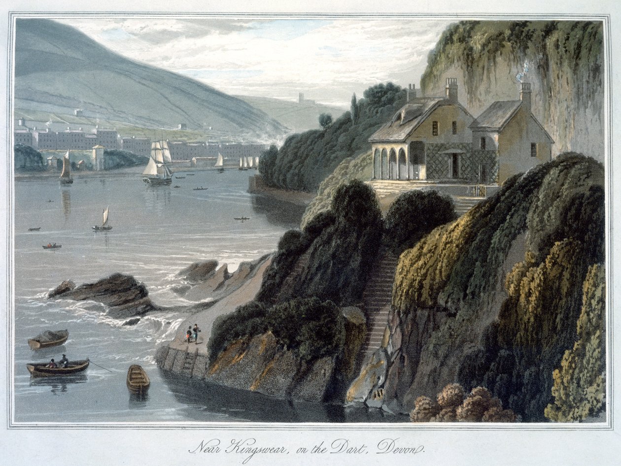 Bij Kingswear, aan de Dart, Devon, 1825 door William Daniell