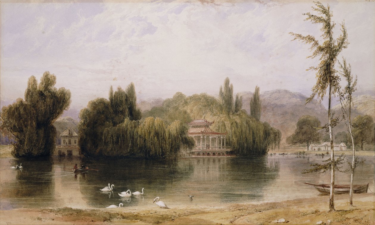 Scène op het Virginia Water, 1827 door William Daniell