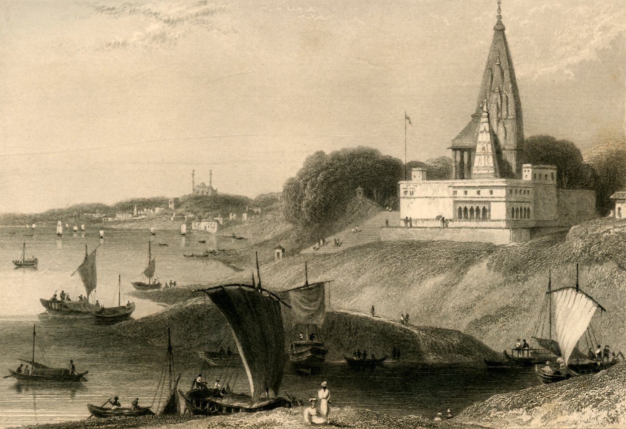 De Bernar Pagode, Benares door William Daniell