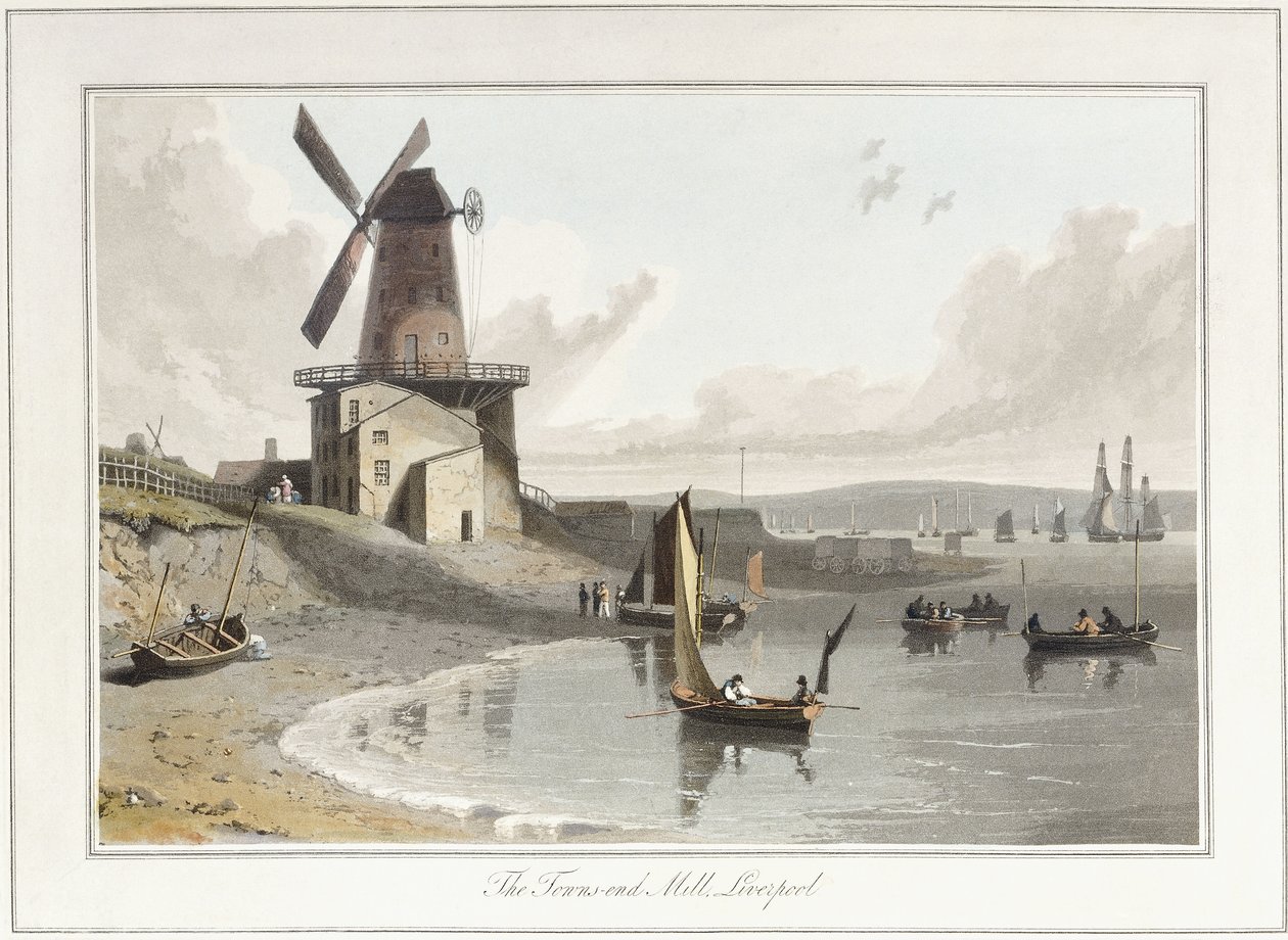 De Towns-end Molen, Liverpool, 1814-1825 door William Daniell