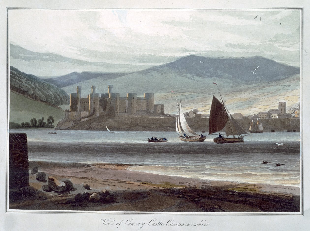 Uitzicht op Conway Castle, Caernarvonshire, Wales door William Daniell