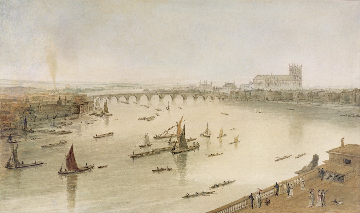 Westminster Bridge vanaf Somerset House, 1805 door William Daniell