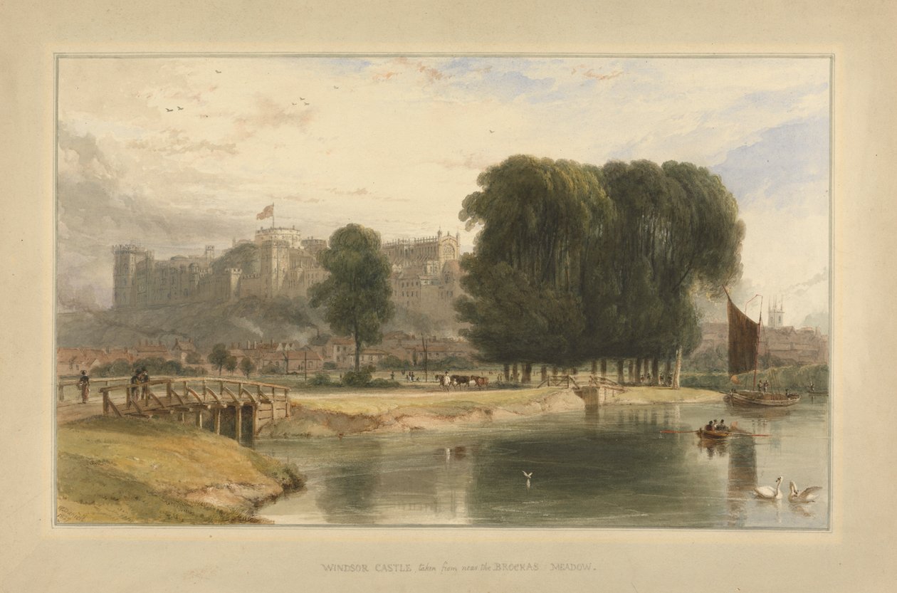 Kasteel Windsor vanuit Brocas Meadows door William Daniell