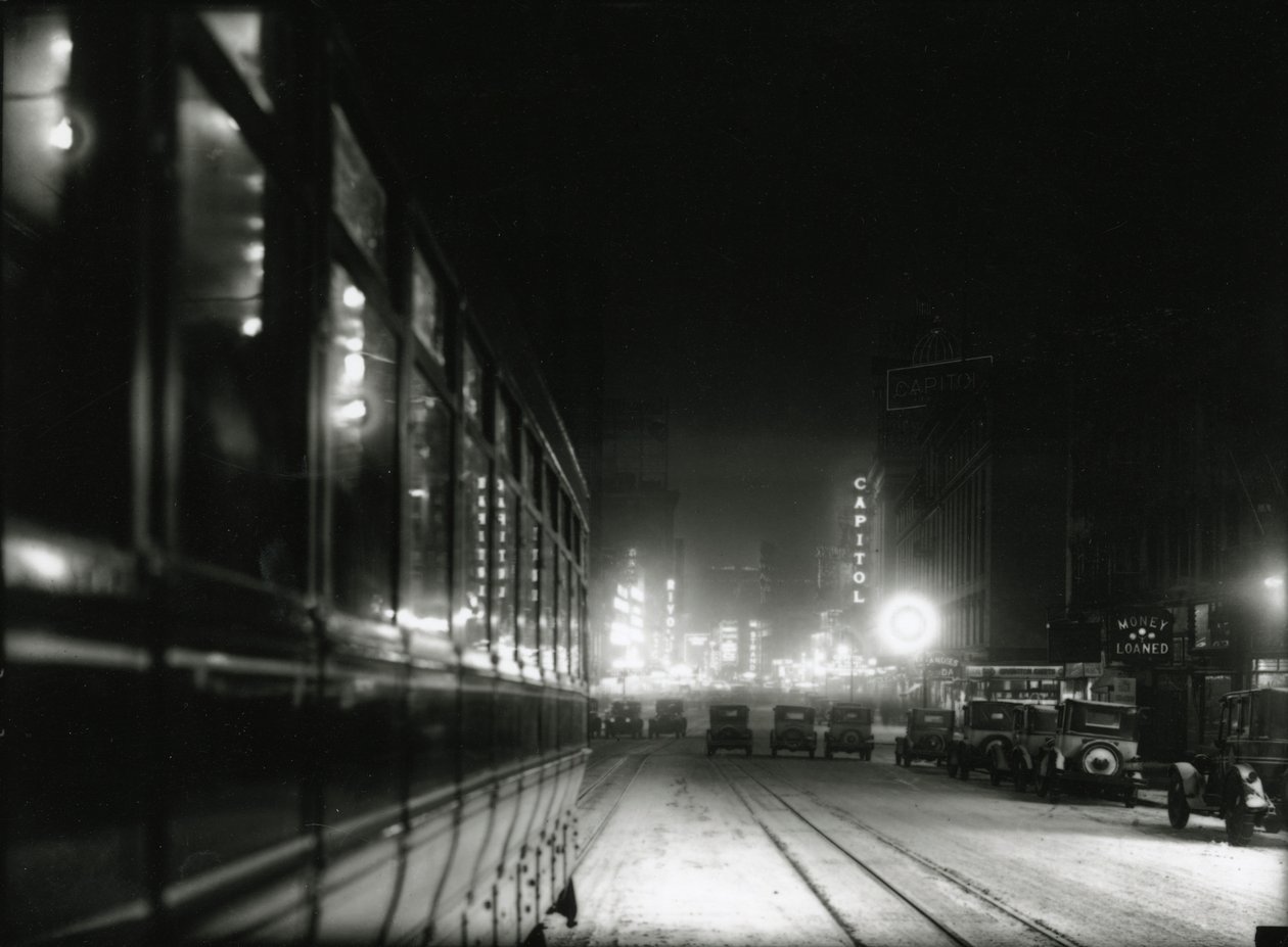 Nachtzicht nabij Times Square, ca. 1919-20 door William Davis Hassler
