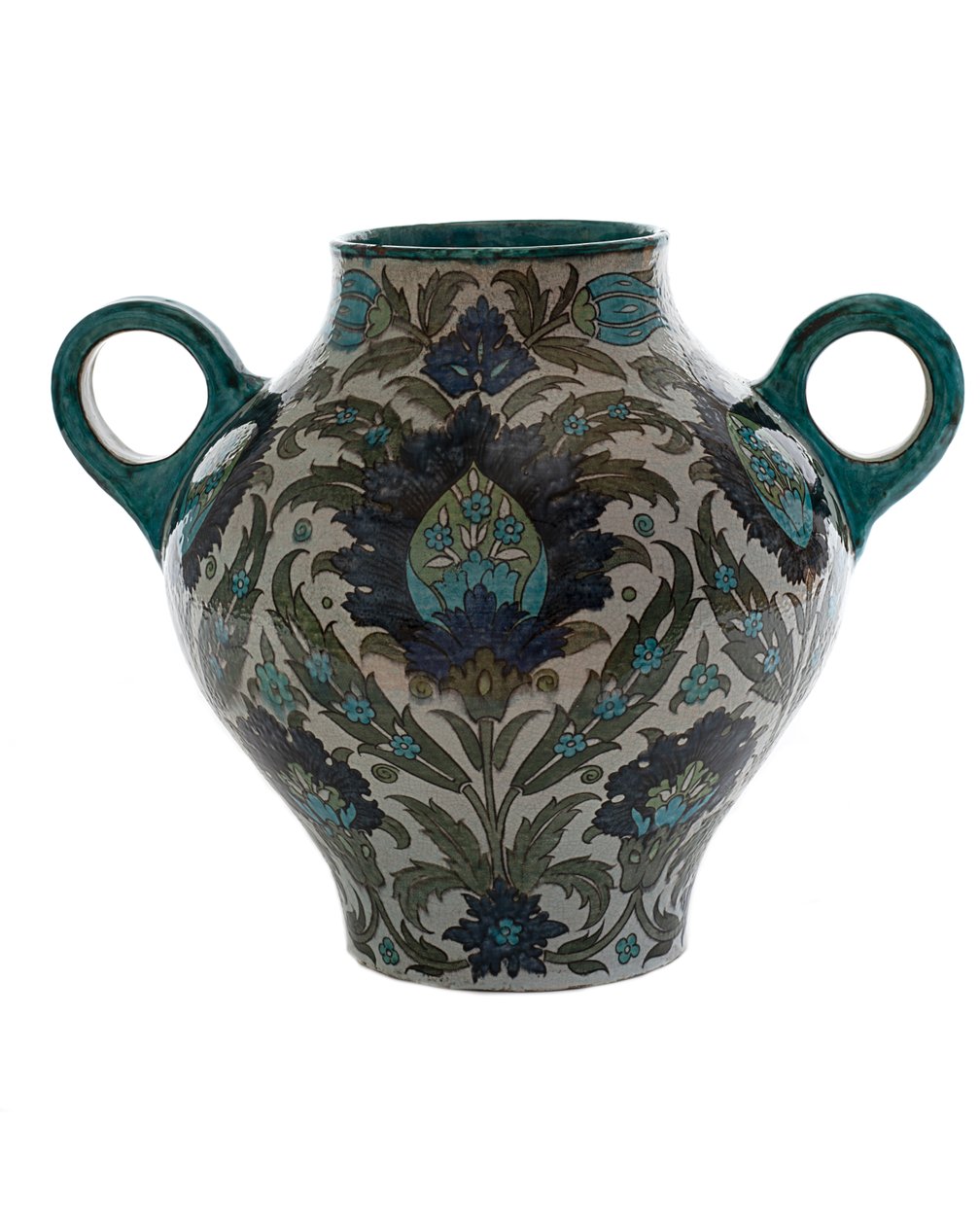 Perzische vaas met dubbele handvatten, 1888-1907 door William de Morgan