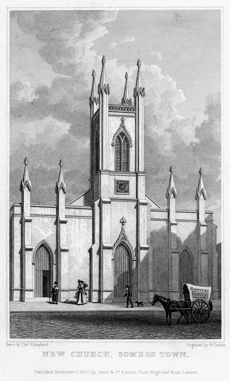 Nieuwe kerk, Somers Town, Camden, Londen, 1827 door William Deeble