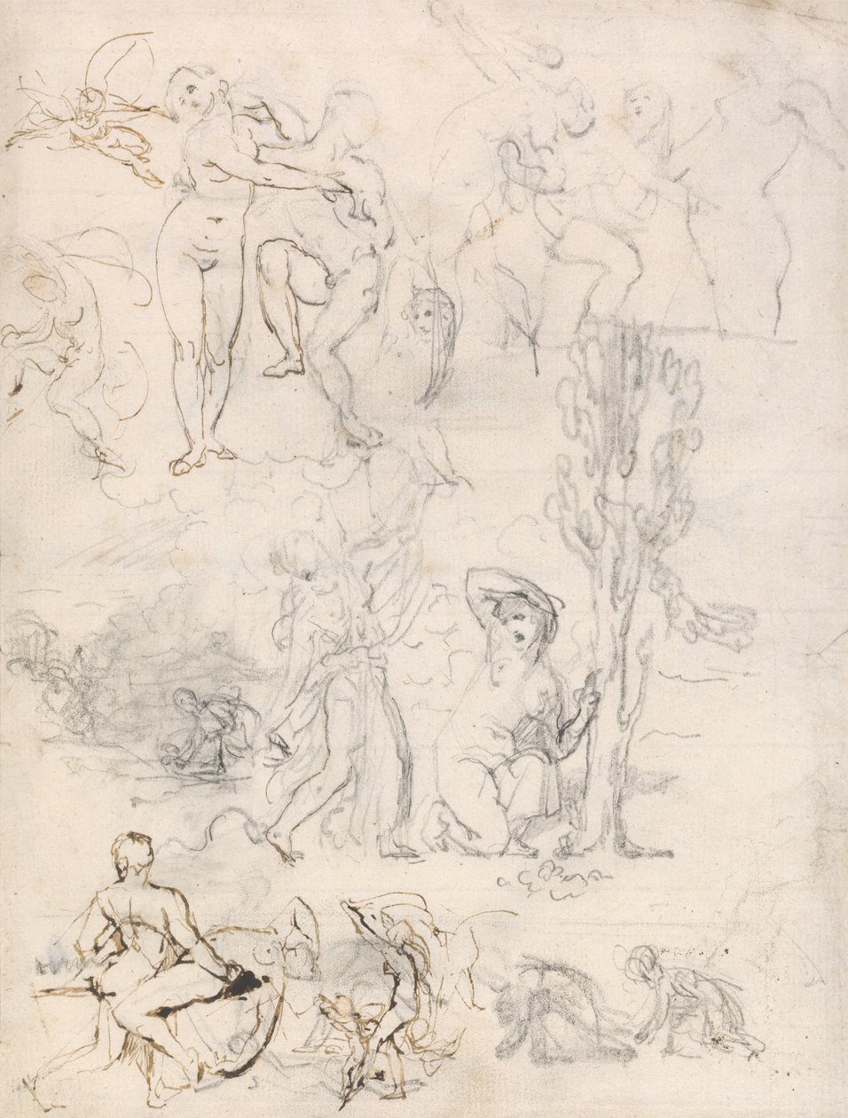 Blad met schetsen door William Etty