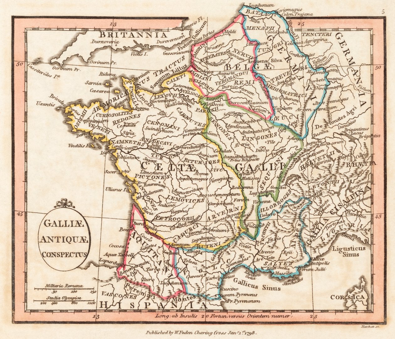 Oude Gallië. Kaart. door William Faden