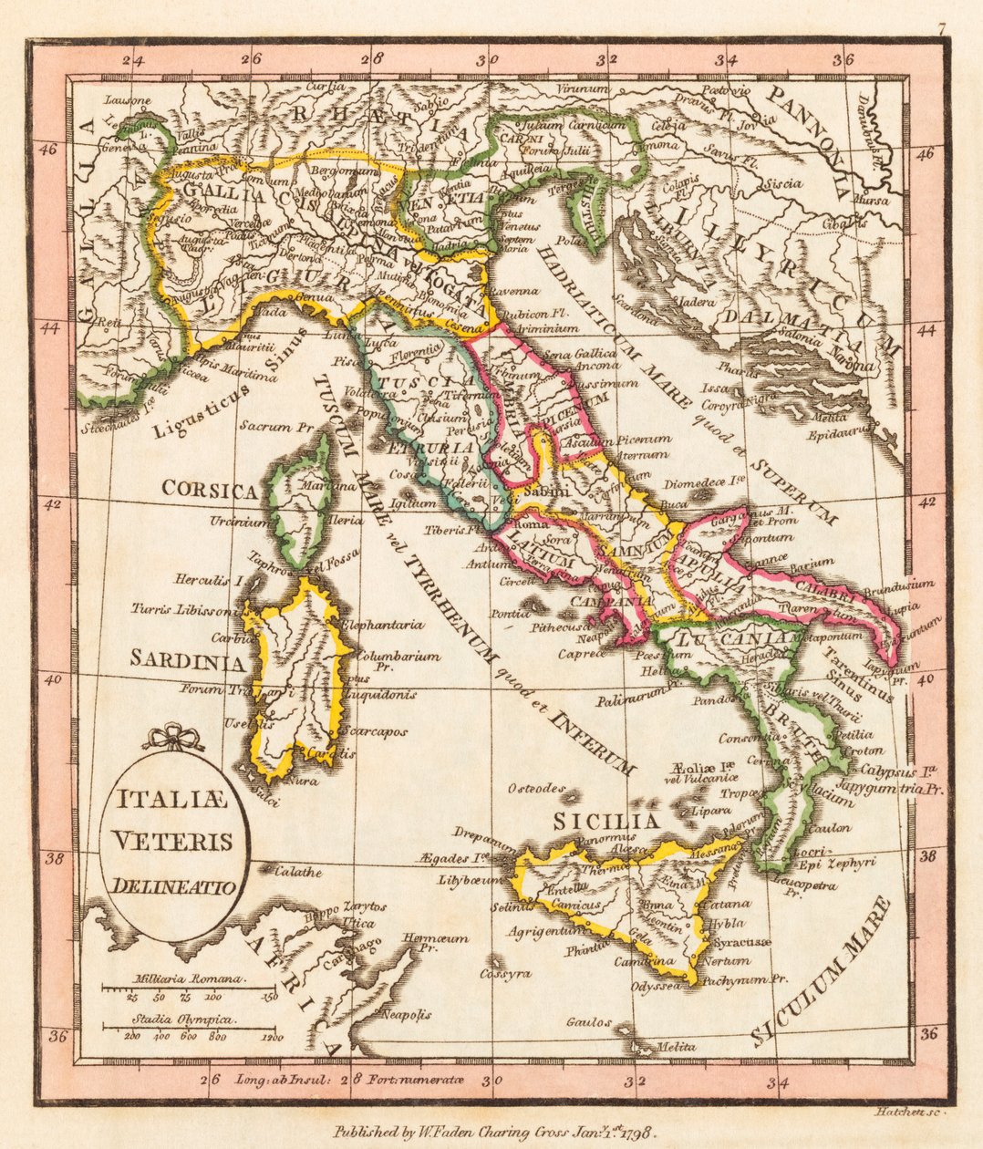 Oud Italië. Kaart. door William Faden