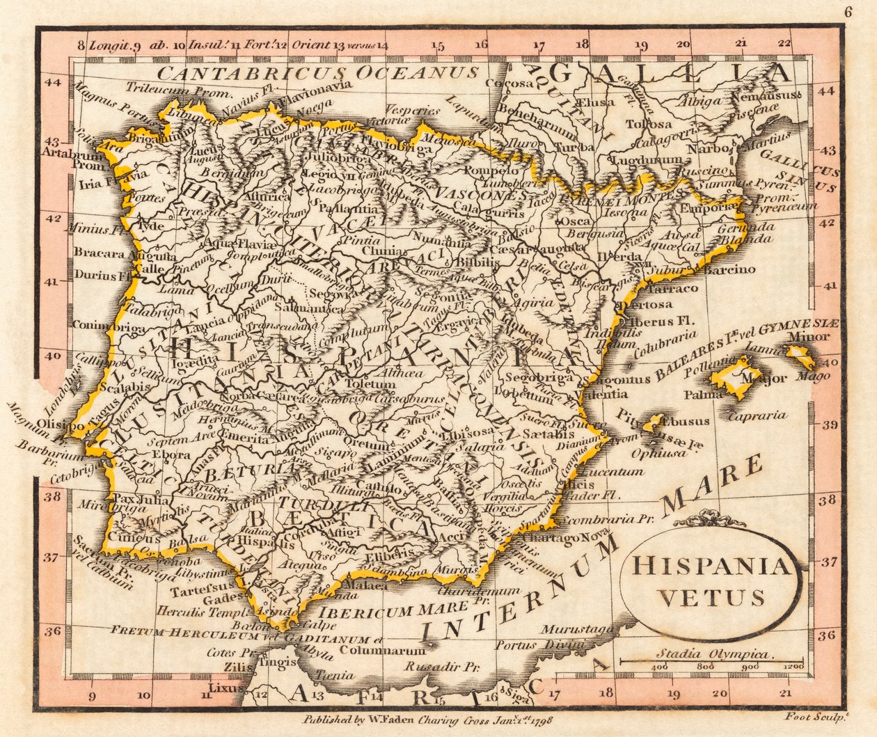 Oud Spanje en Portugal. Kaart. door William Faden