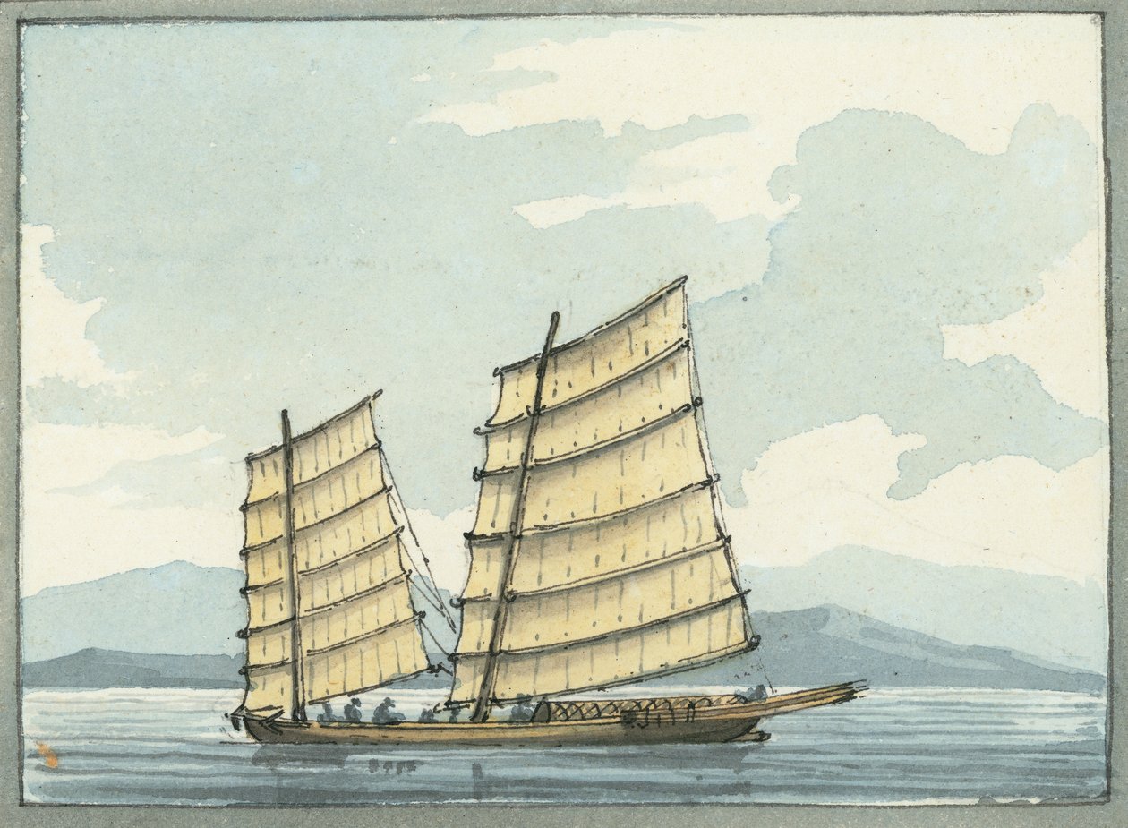 Chinese loodsboot uit Macao door William Ffarington