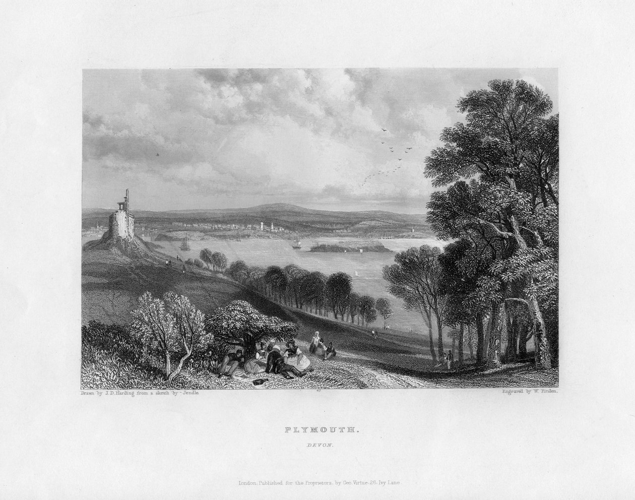 Plymouth, Devon, 19e eeuw door William Finden