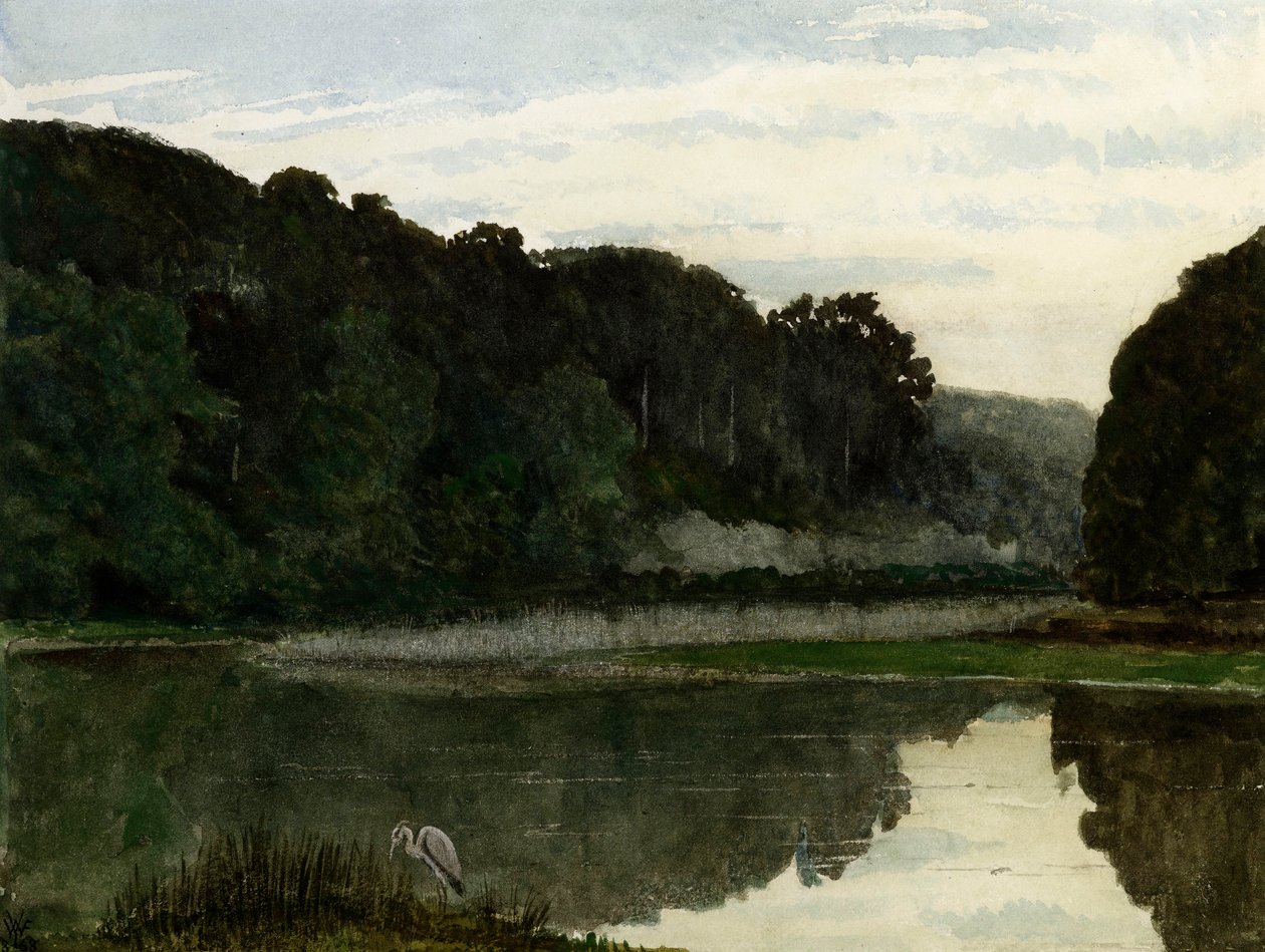 Landschap met Reiger, 1868 door William Frederick Yeames