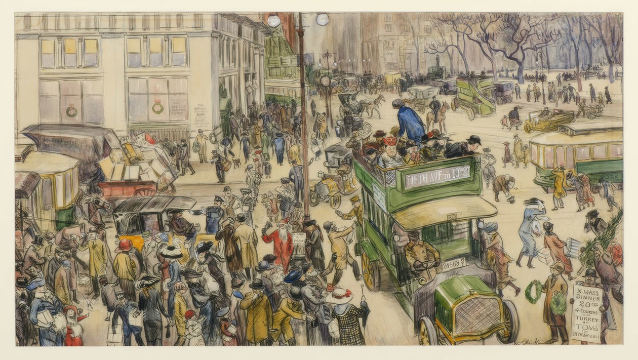 Kerstinkopen, Madison Square door William Glackens