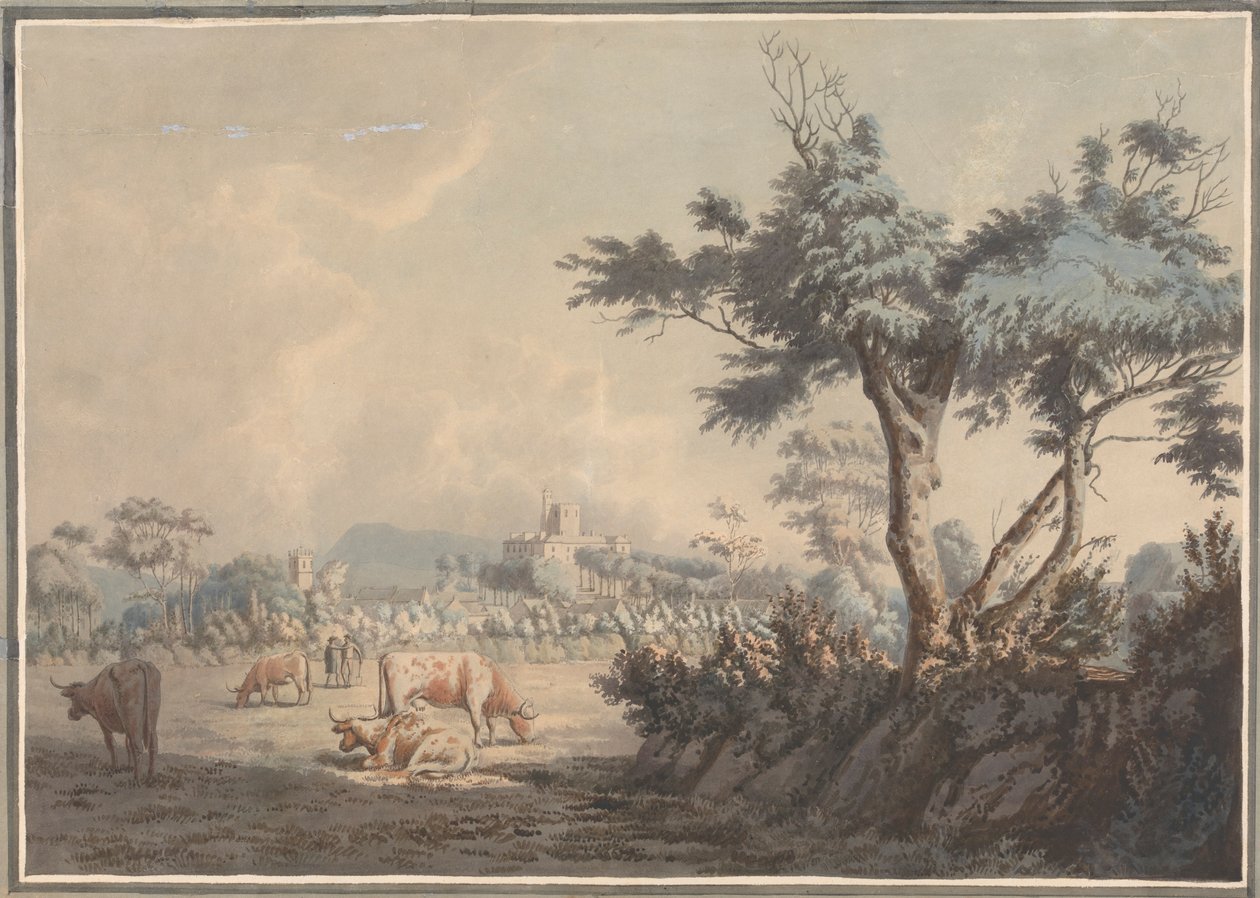 Landschap, Kasteel en Vee door William Green